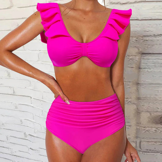 Rosy High Waist Bikini Set